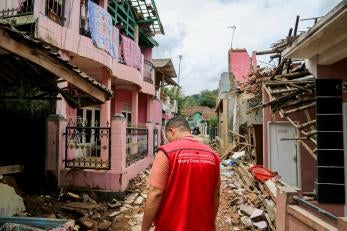A Prosper Global Indonesia Response Team member conducting needs assessments in the Cianjur District following the earthquake that struct West Java.