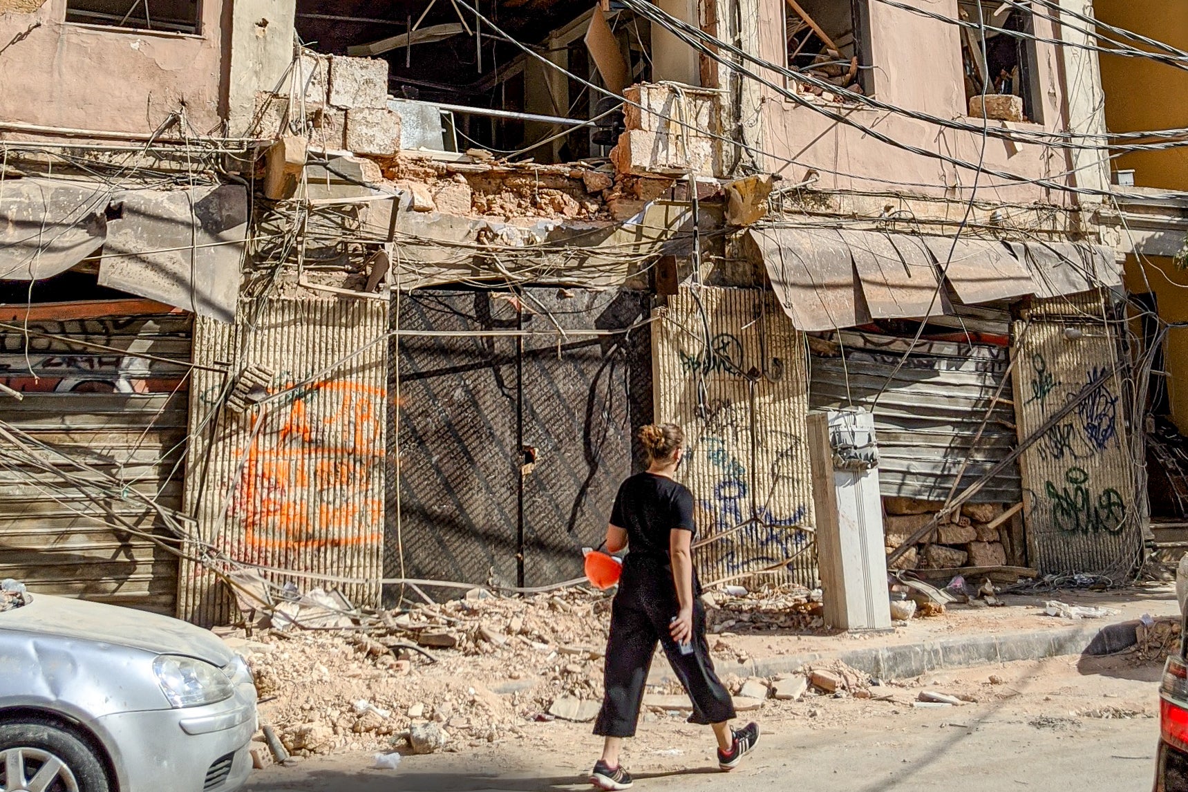 Beirut street scene, after the explosion.