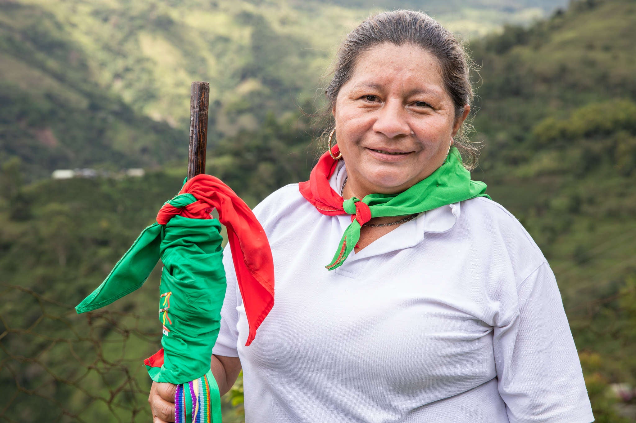 A member of the indigenous Yanakona community, and a participant in Prosper Global’s Rural Women of Cauca program on their coffee farm.
