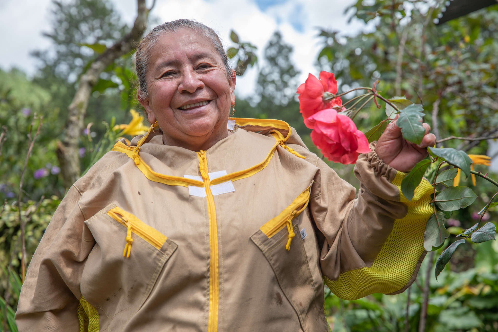Lida Esperanza Camayo, 60, is a beekeeper and participant in Prosper Global’s “Something New” program, which supports farmers with coffee harvesting and production, entrepreneurship projects, and land titling.