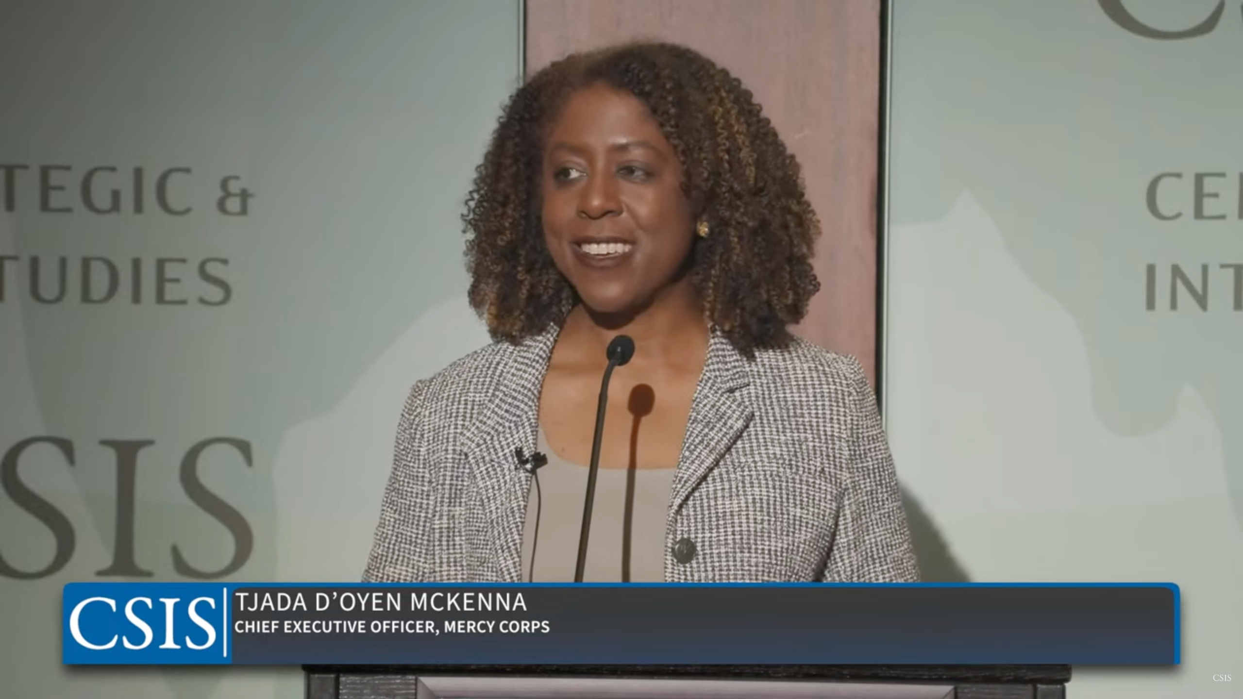 Prosper Global, CEO Tjada D’Oyen McKenna speaking at the CSIS forum.
