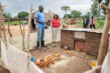 Chief executive officer of prosper global tjada d’oyen mckenna during her field visit in bidi bidi refugee settlement.
