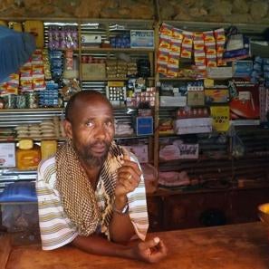 Mohamed in a small shop