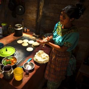 Woman cooking in guatemala