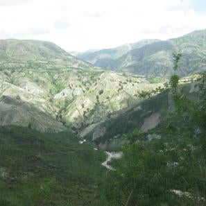 The coastline of ti bwa, with its steep hillsides and rough terrain, is typical of the many haitian mountain towns that suffer from deforestation and erosion. photo: rae lyon/prosper global