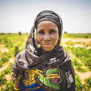 Salma, a mother of five, participates in prosper global's farmer's field school in her community in rural niger. through the school, she is learning how to grow more crops and beat the chronic food shortages that strike her family every year.