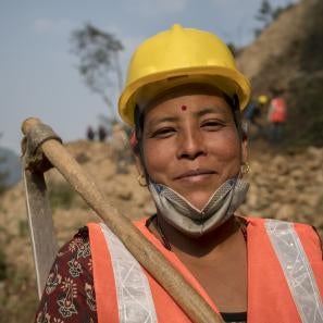 Nepalese road construction worker.