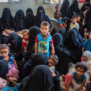 Women and children gathered in yemen