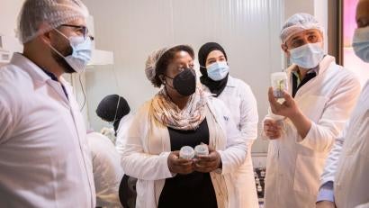 Tjada D'Oyen McKenna, CEO of Prosper Global, visits PlantLab in Sarafand, Lebanon. The organization develops stronger crops for agriculture and has worked with our team to connect to the international market.